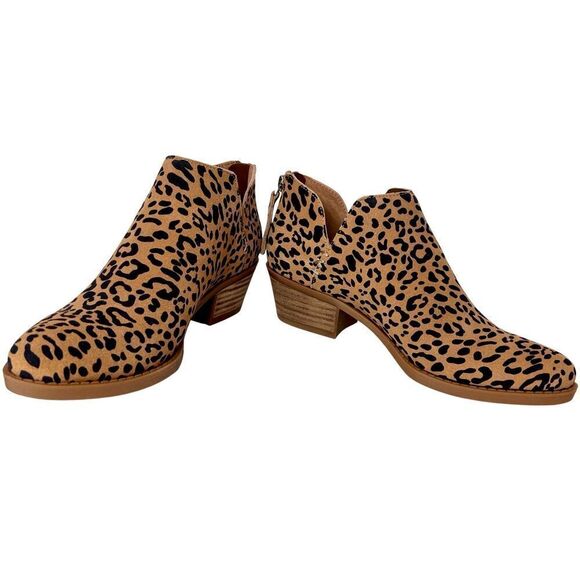 BP Leopard Leather Suede Side Zip Bootie Boot 6M NIB Mob Wife Animal Print - Picture 2 of 9